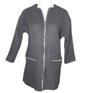 B Sweet Women's Wool Blend Tweed Coat Jacket Zip with Zipper Pockets Sz Small